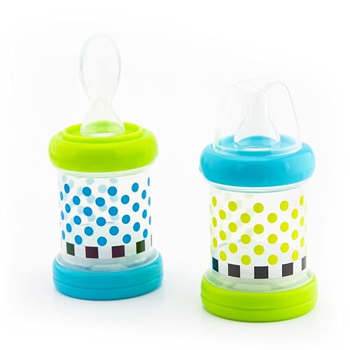Sassy Baby Food Nurser - 4+ Months Set Of 2- 4Oz 100% Silicone Nipple And Spoon Bpa-Free