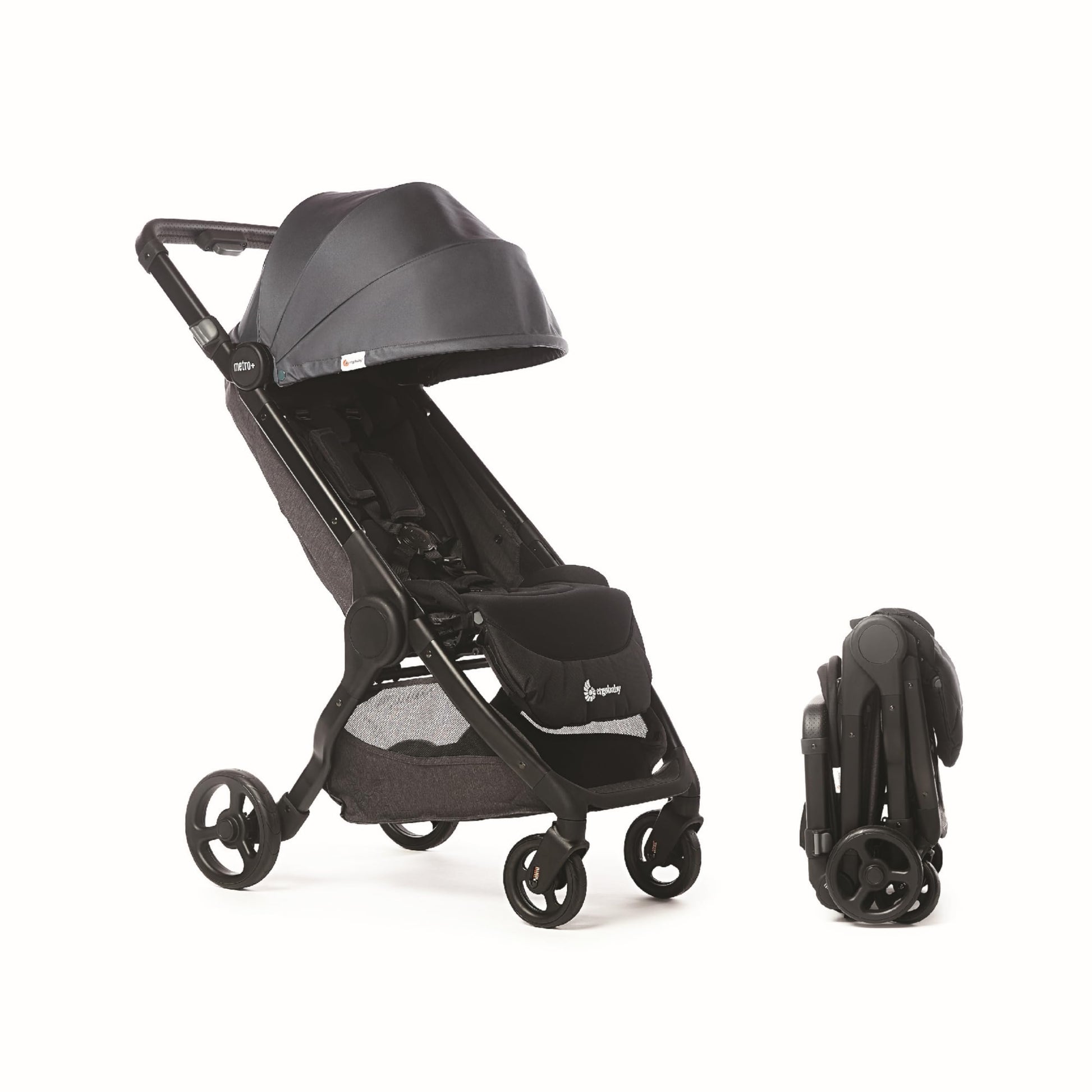 Ergobaby Metro+ Compact Baby Stroller, Lightweight Umbrella Stroller Folds Down for Overhead Airplane Storage (Carries up to 50 