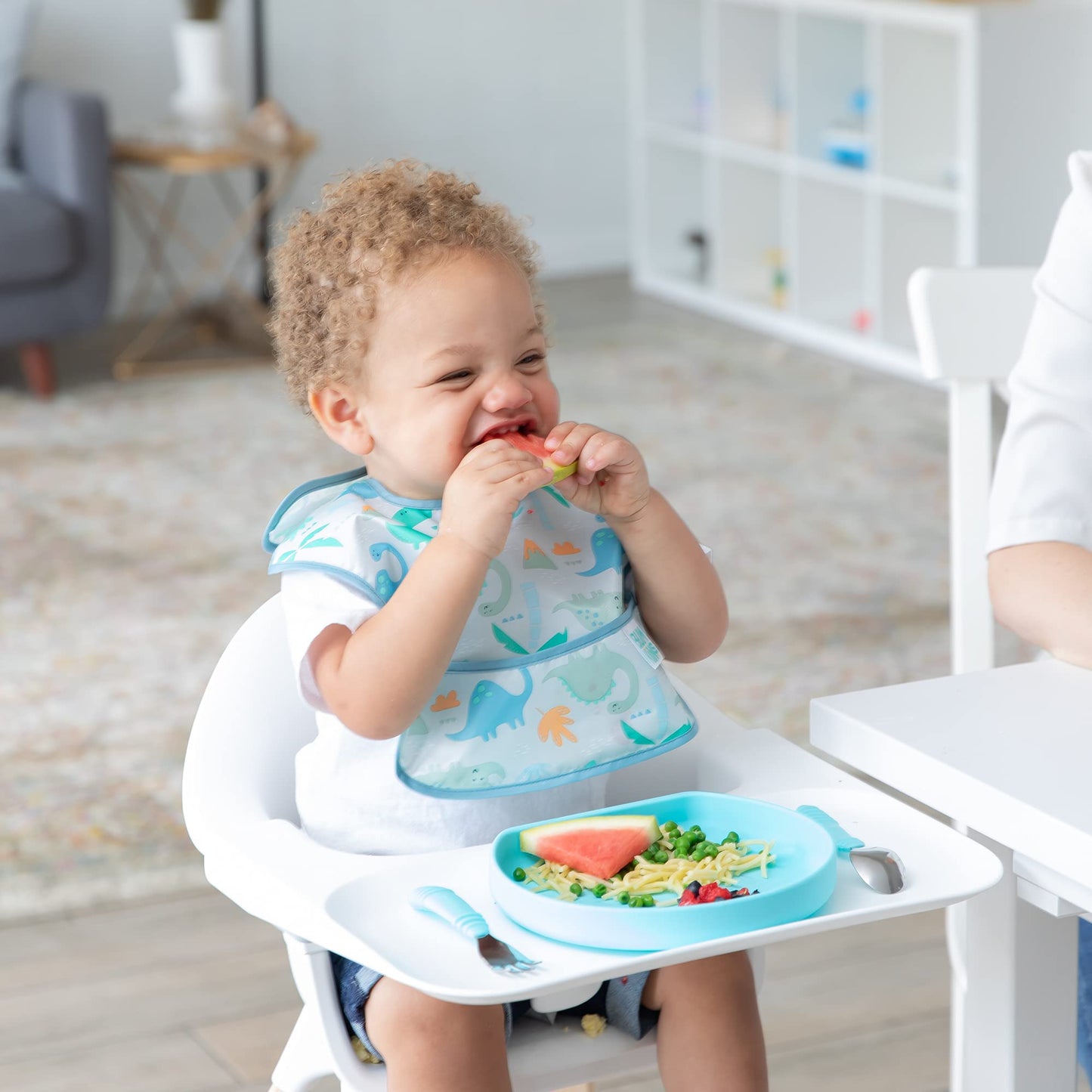 Bumkins Toddler and Baby Suction Plate, Silicone Grip Plate for Babies and Kids, Baby Led Weaning, Children Feeding Supplies, No