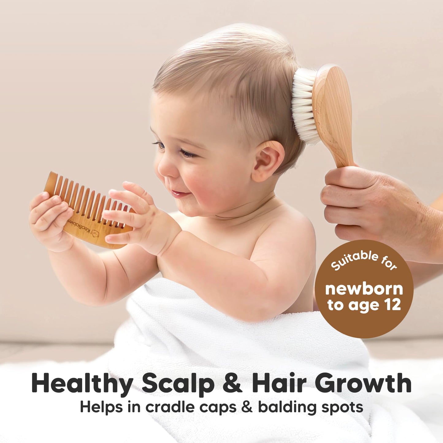 Baby Hair Brush And Comb Set For Newborn - Wooden Baby Hair Brush Set With Soft Goat Bristle, Baby Brush Set For Newborns, Baby