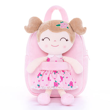 Gloveleya Toddler Backpack Baby Girl Gift Plush Bag Diaper Bag Plush Printed Flower Roses Backpack 9 Inches