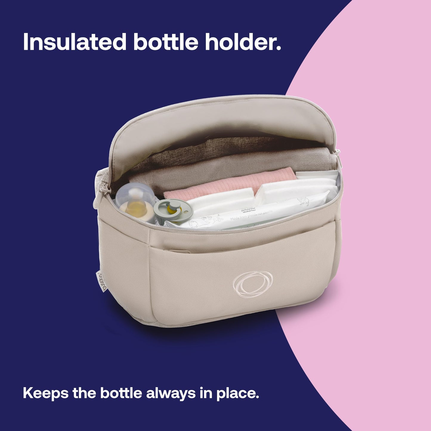 Bugaboo Organizer - Compact Size Multipocket Diaper Bag -Compatible With Any Stroller - Attaches To The Handlebar (Desert Taupe)