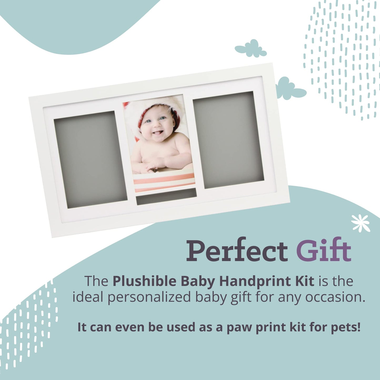 Plushible Baby Hand and Footprint Kit, White Frame with 2 Prints - Baby Picture Frame & Registry Keepsake, Personalized Casting