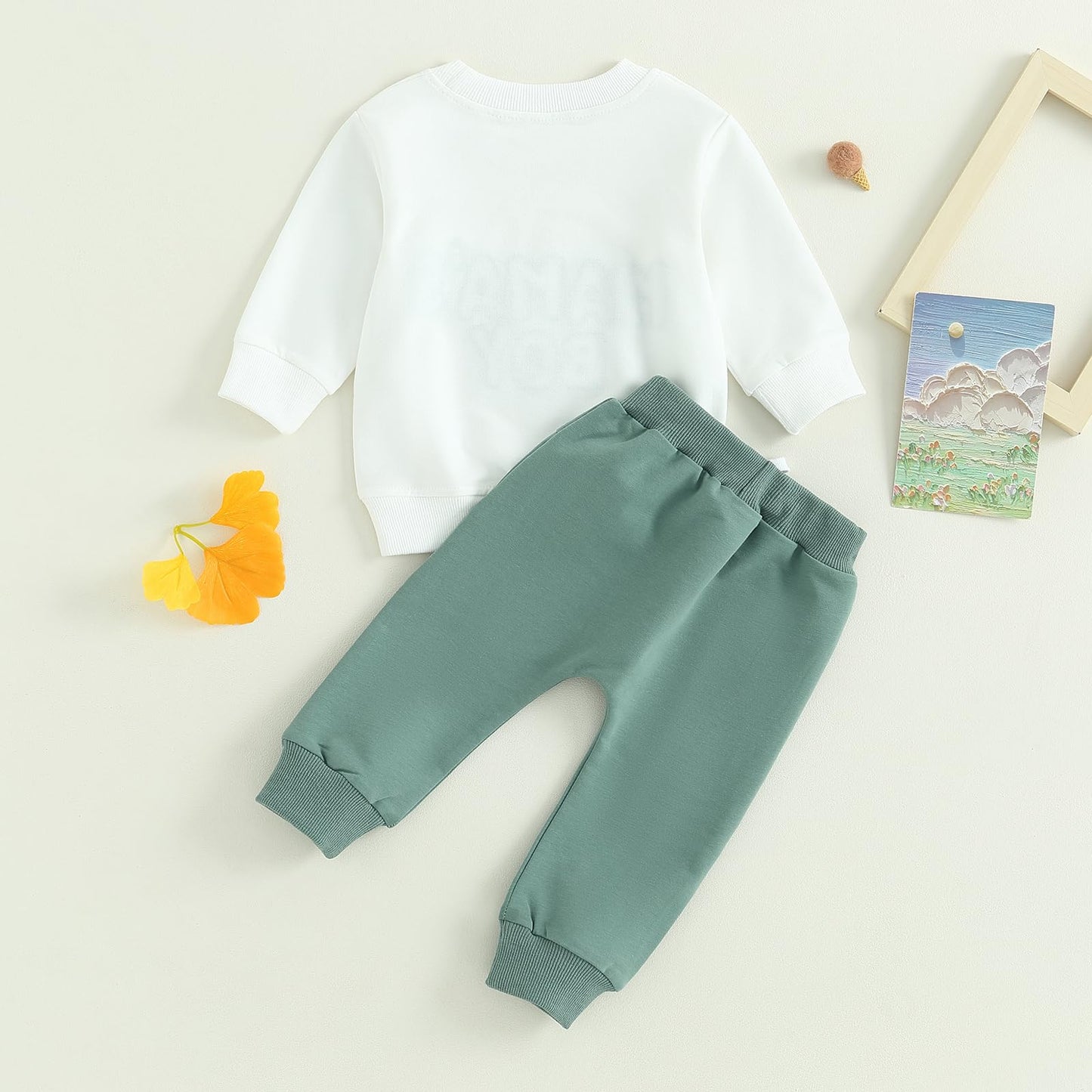 Mersariphy Fall Baby Boy Pant Set Toddler Crewneck Long Sleeve Pullover Sweatshirt Sweatpant 2Pcs Winter Outfits Clothes(White G