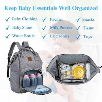 Baoyun Diaper Bag Backpack, Large Capacity Baby Diaper Bag For Boys Girls, Waterproof Travel Bag With Stroller Straps, Baby Esse