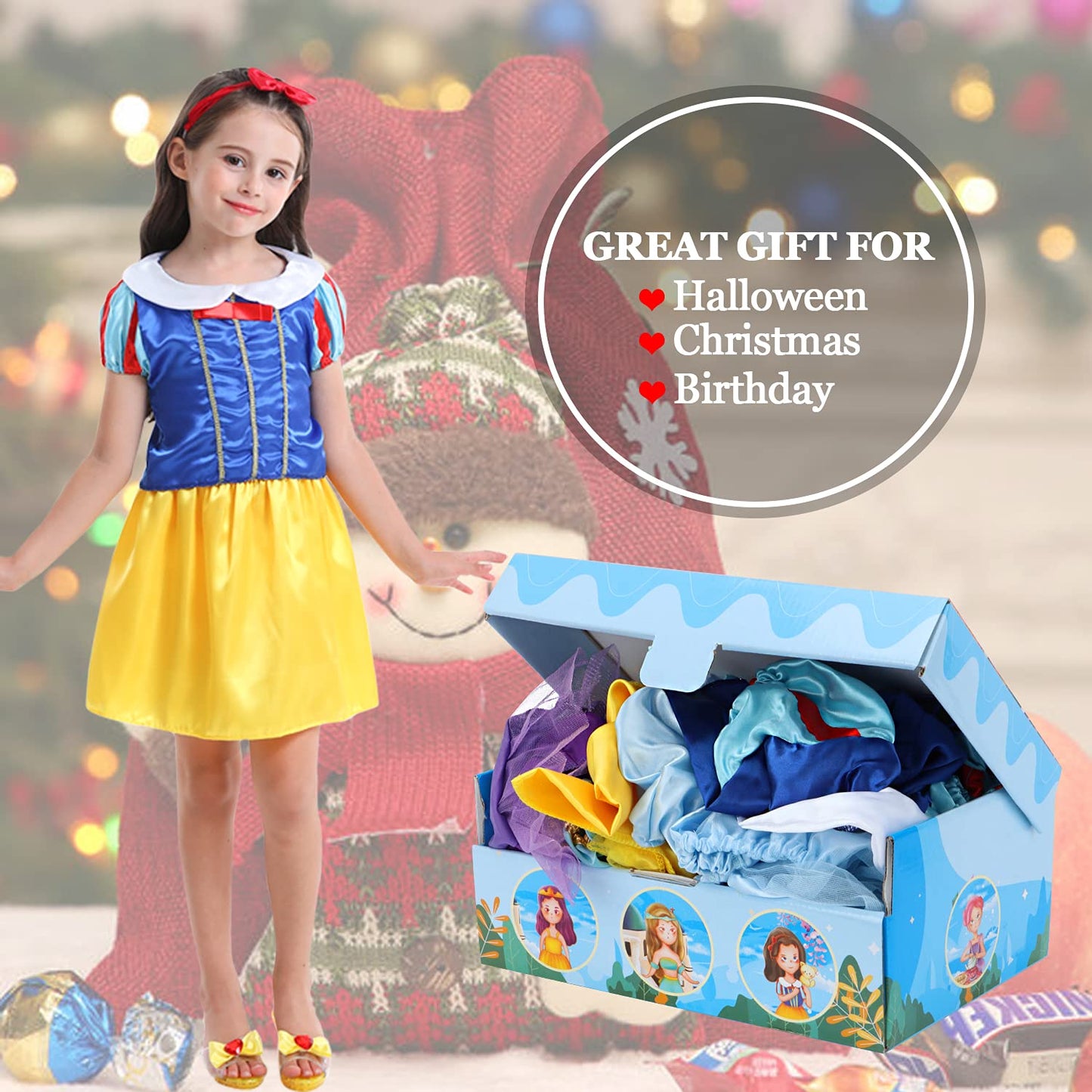 Vgofun Princess Dresses For Girls - Dress Up Clothes For Toddler Girl Pretend Play Gift For 3-6 Year Halloween Christmas Birthda