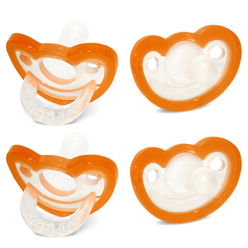 Razbaby Jollypop Baby Pacifier Newborn, 0-3M (Orange, 4 Count)