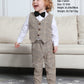 A&J Design Baby Suits For Boys Gentleman Wedding Formal Ring Bearer Plaid Outfit Dress Clothes Tuxedo Set Khaki 18-24 Months