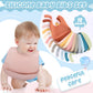 Mepase 12 Pcs Silicone Bibs Waterproof Silicone Baby Bibs Soft Adjustable Baby Feeding Unisex Baby Eating Supplies(Fresh Color)