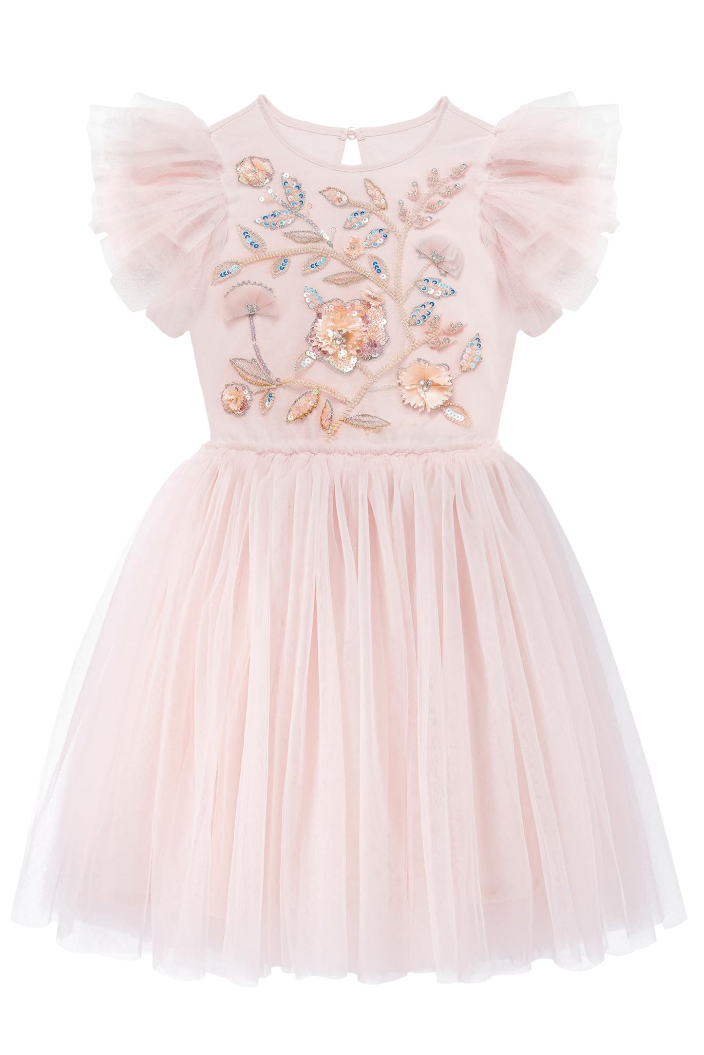 Tutuland Tutu Dress For Girls - Embroidered Tulle Dress Tiered Layered Flower Toddler Dress For Wedding Birthday Photo Prop