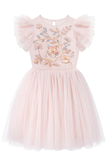Tutuland Tutu Dress For Girls - Embroidered Tulle Dress Tiered Layered Flower Toddler Dress For Wedding Birthday Photo Prop