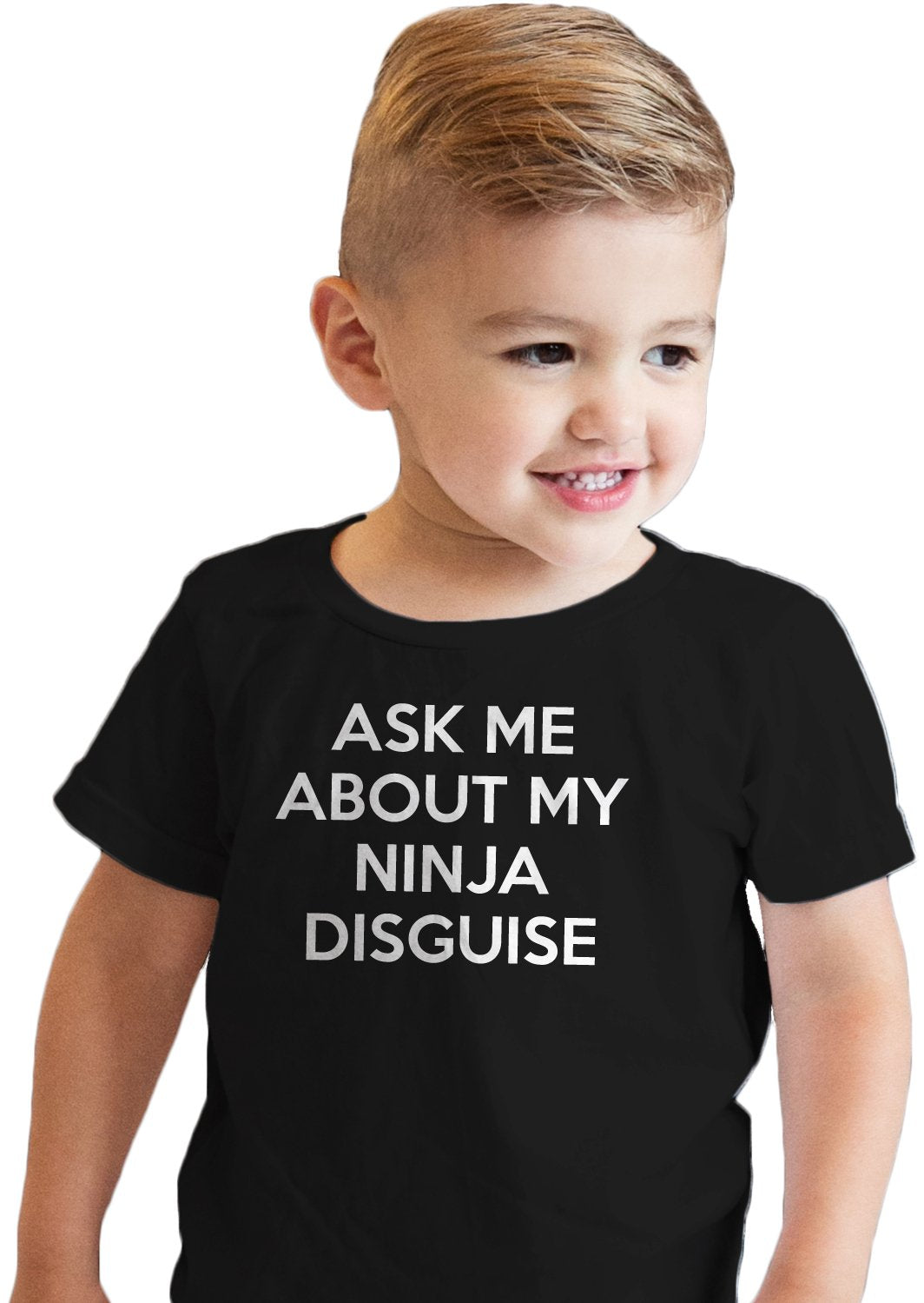 Toddler Ask Me About My Ninja Disguise T Shirt Cool Karate Face Mask Flip Tee Funny Toddler Shirts Ninja Apparel For Toddler Fun