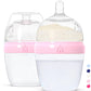 INTTERO Natural Anti-Colic Formula Dispenser Baby Bottle - Air-Free Vent - 6oz/2pk Cute Pink Slow Flow - Everyday Baby Essential