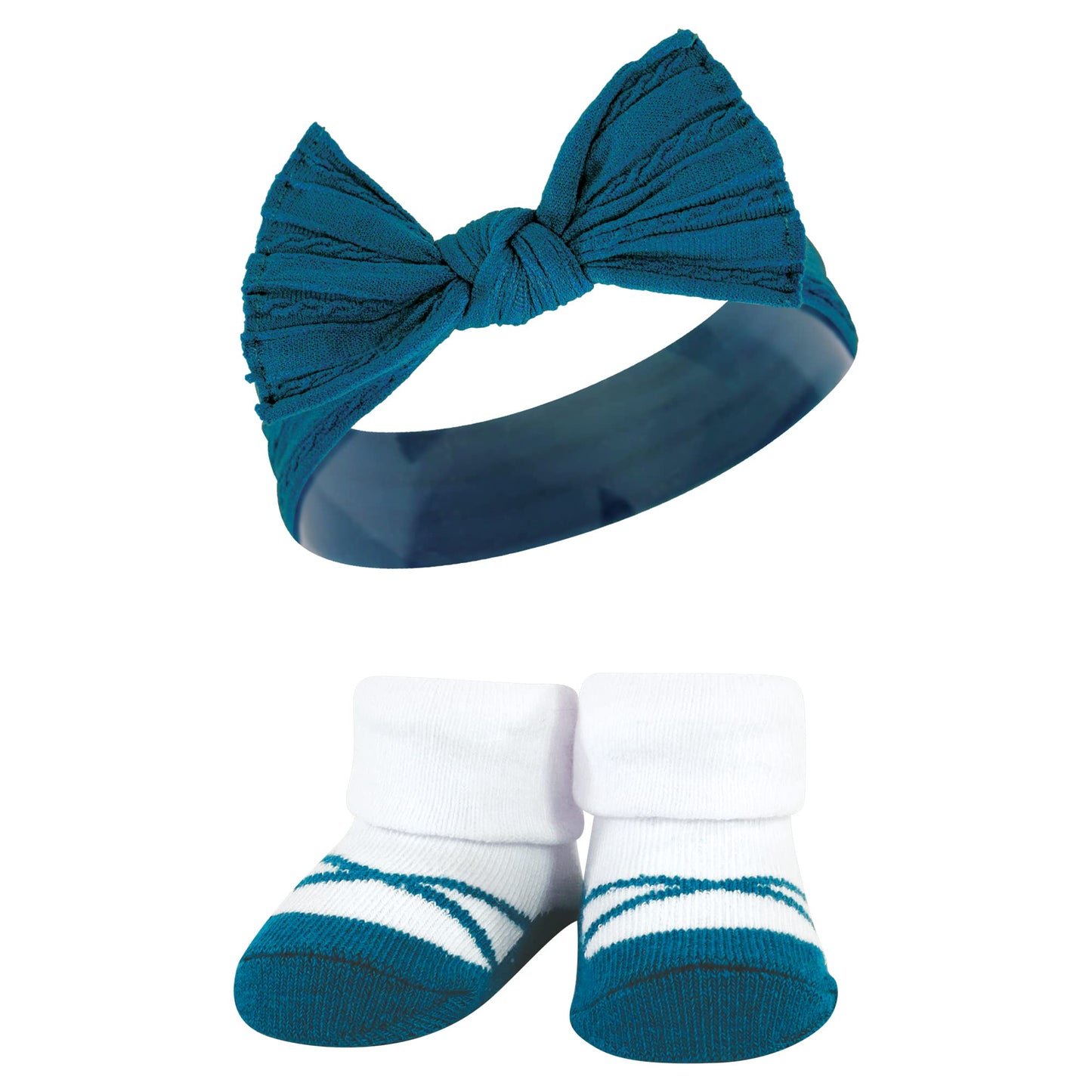 Hudson Baby Baby Girls' Headband And Socks Giftset, Burgundy Teal, One Size
