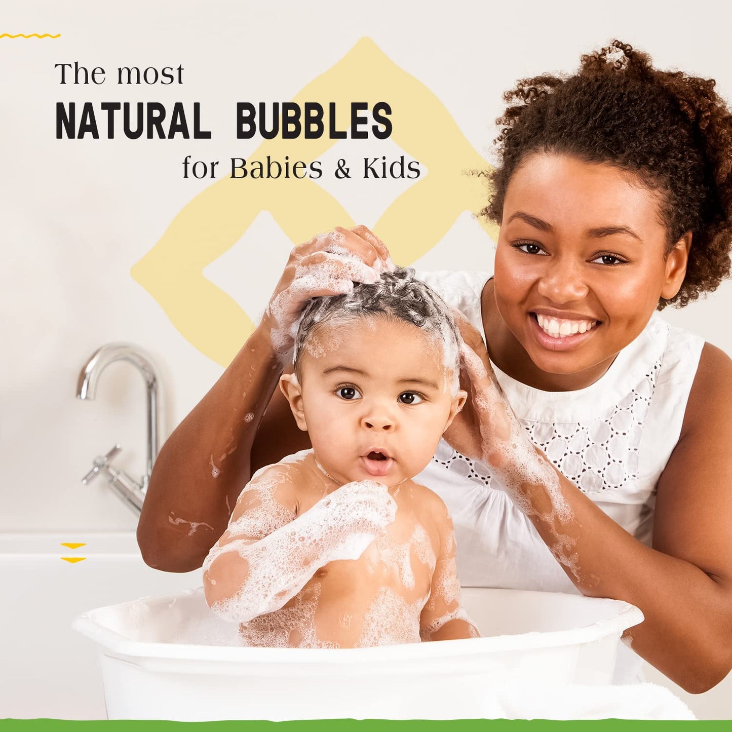Alaffia Babies & Kids Bubble Bath, Coconut Chamomile, Pump Included - Gentle Cleanser With Raw Shea Butter And Yarrow, 32 Fl Oz
