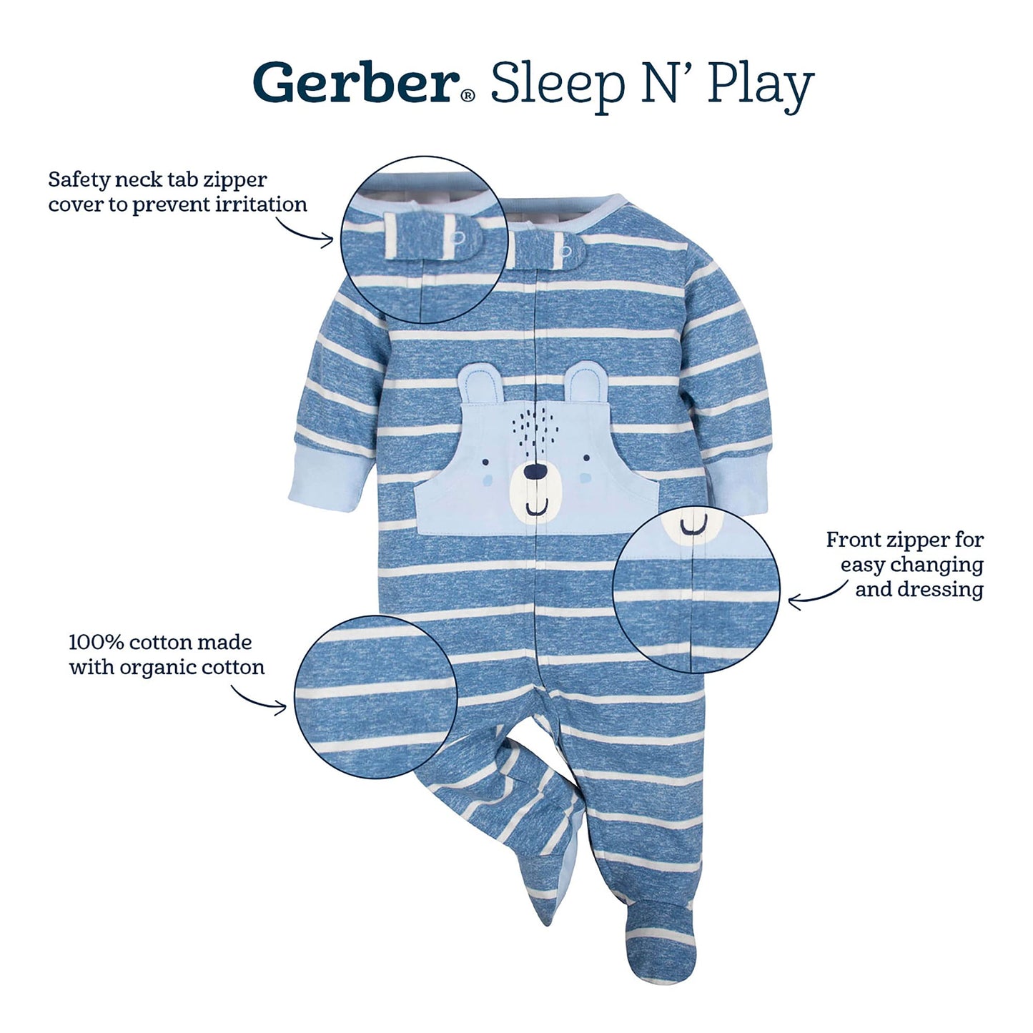 Gerber Baby Boys 2-Pack Sleep 'N Play Bear Green 3-6 Months