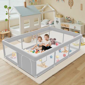 Baby Playpen with Mat, 50x50 inch Playpen for Babies and Toddlers with Mat, Baby Playard Safety Fence Active Center for Indoor