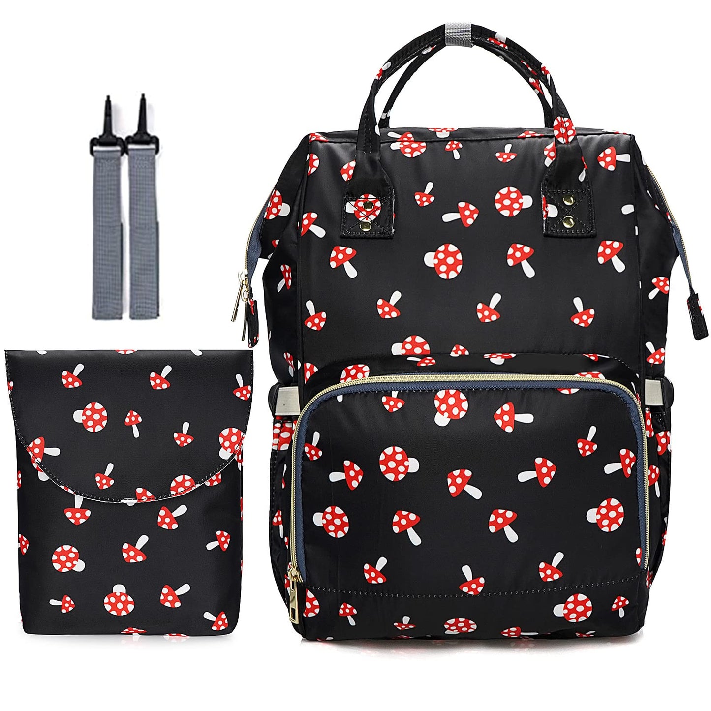 Mcwth Mushroom Diaper Bag Backpack Set For Baby Girls Mom, Large Capacity Multi-Function Nappy Bags Organizer