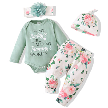Renotemy Newborn Girl Clothes Outfits Gifts Long Sleeve Tops + Floral Pants Sets Spring Fall Winter Baby Girl Clothes 3-6 Months