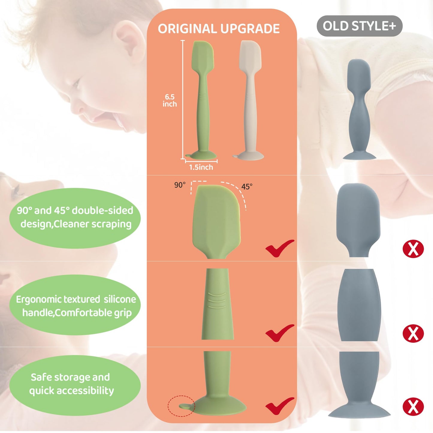 Maikkb Diaper Spatula Butt Spatula Baby Diaper Cream Spatula 3 Pcs,Soft Silicone Baby Butt Spatula,Butt Paste Spatula,Diaper Cre