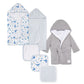 Burts Bees Baby Bath Bundle- Hooded Towel, Washcloths & Robe Gift Set, 100% Organic Cotton