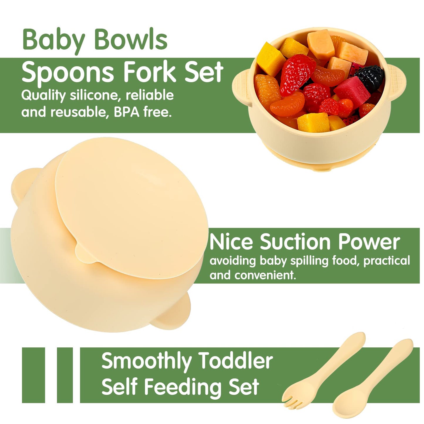 Chengu 9 Pcs Silicone Baby Toddler Suction Plates And Suction Bowls With Spoon Fork Baby Boy Girl Divided Plate Feeding Set Kids