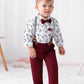 Disaur Toddler Boy Suits Gentleman Wedding Outfits,Formal Dress Shirt+Bowtie +Suspender Pants 12Months-5T(Red,12-18M)