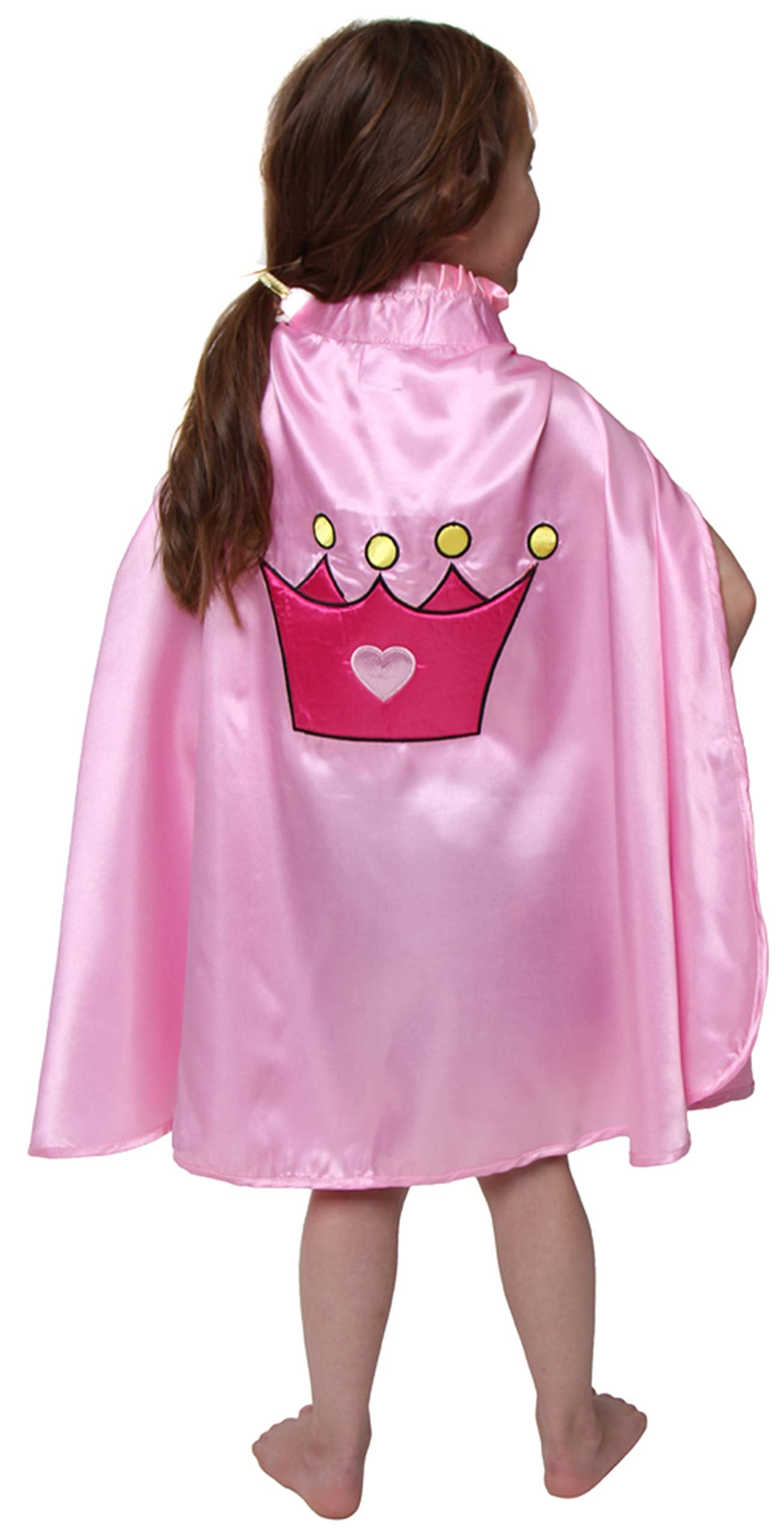 Girls 24' Pink Princess Crown Satin Cape