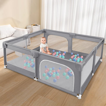 Sour Lemon Baby Playpen 79X71 Inch Extra Large Playpen For Babies And Toddlers, Baby Fence Play Pen Yard With Safety Gate Fence