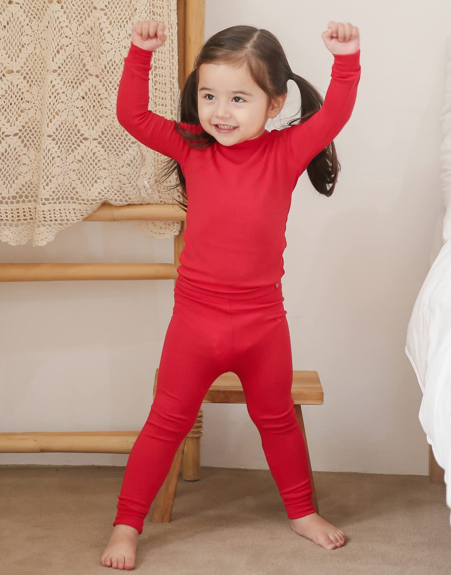 Vaenait Baby Kids Long Sleeve Sleepwear Pajamas 2Pcs Set Modal Red Xs
