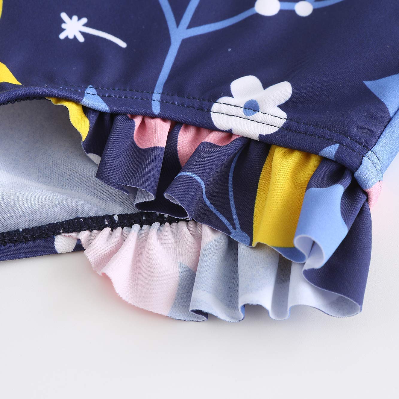Baby Girls Long Sleeve Bathing Suits One Piece Swimsuits For Kids Sun Protection Rash Guard Swim Shirts Floral 18 Months