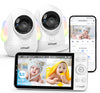 Iegeek 5.5 Split-Screen Baby Monitor,2.5K Uhd Baby Monitor With 2 Cameras And Audio,Night Light,Prone Sleeping&Cry Detection,Two