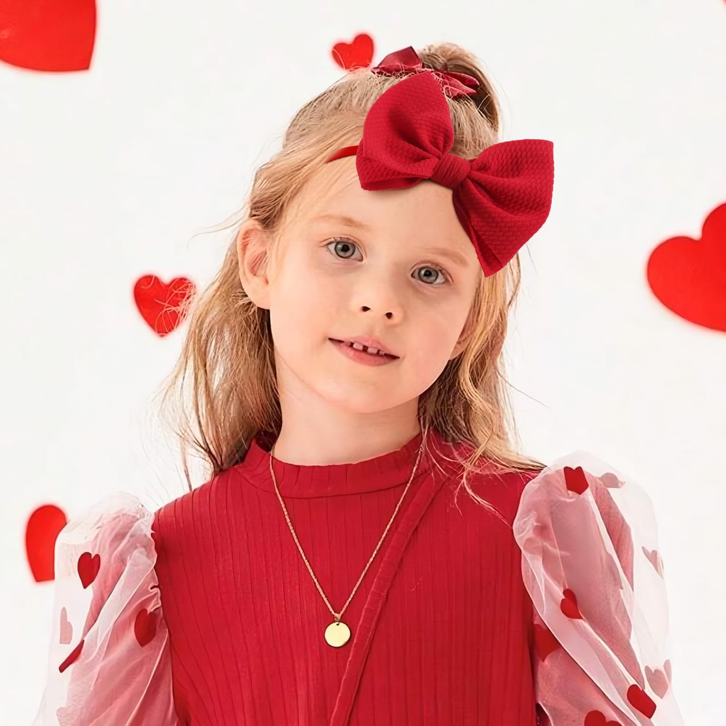 Yanjie Valentine'S Baby Headbands Red And Pink Bows Newborn Heart Headbands Wide Hairbands Valentines Gift Baby Girl Hair Access