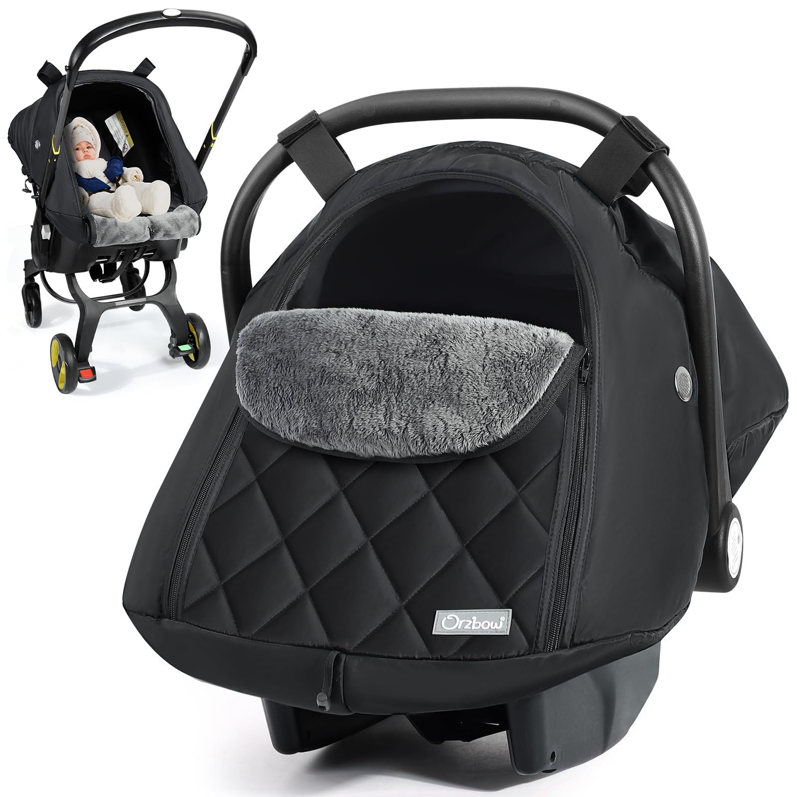 Orzbow Baby Car Seat Cover Winter - Waterproof Carseat Cover for Doona Car Seats and Strollers, Breathable Infant Carseat Canopy