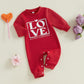 Ledy Champswiin Baby Valentine Clothes Cute Newborn Boy Girl Onesie Long Sleeve Romper Jumpsuit Infant One Piece Outfit (Red Emb