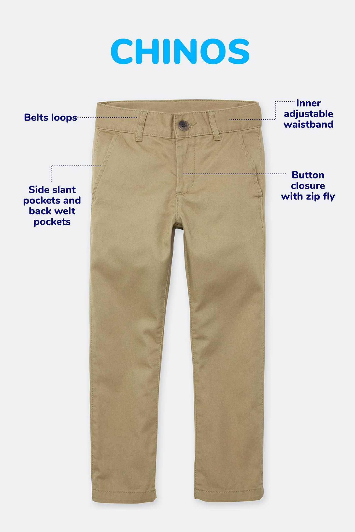 The Children'S Place Baby Boys And Toddler Stretch Chino Pants, Flax/New Navy 2 Pack, 2T Us