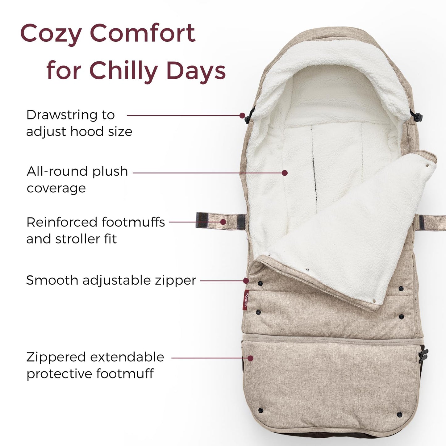 Momcozy Universal Footmuff | Easily Attaches To Most Strollers | Ultra-Plush, Weather-Proof | Deluxe Warm Bunting Bag | Extendab