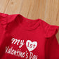 Shalofer Baby Girl Valentines Day Outfit Infant My First Valentine'S Day Flare Clothes Set(Red-Flare, 3-6 Months)