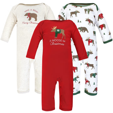 Hudson Baby Unisex Baby Cotton Coveralls Moose Be Christmas, 6-9 Months