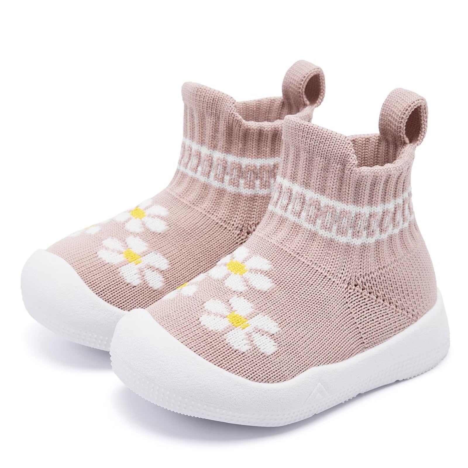 Baby Shoes Girls Boys Baby Sock Shoes With Grip Baby Walker Shoes Infant Slippers Non Slip Size 6 Pink