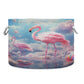 Canvas Storage Organizer Bin, Flamingo (2) Storage Basket Laundry Hamper with Handle for Clothes Playroom Decor, Large, 20 in Di