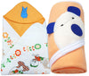 BRANDONN Newborn Combo of Double PLY Reversible Hooded and Fleece Hooded Baby Blankets(Pack of 2, Beige)