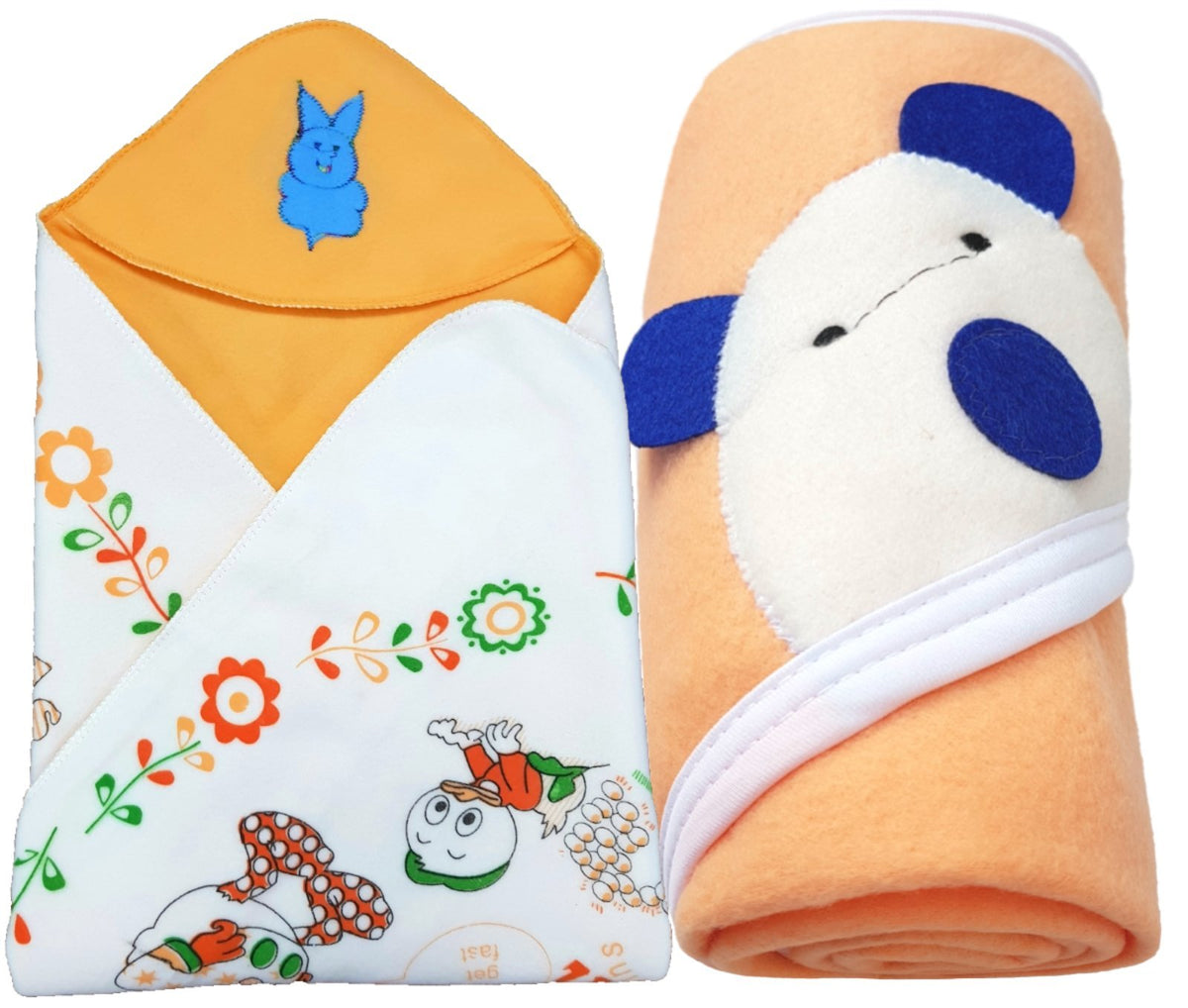 BRANDONN Newborn Combo of Double PLY Reversible Hooded and Fleece Hooded Baby Blankets(Pack of 2, Beige)