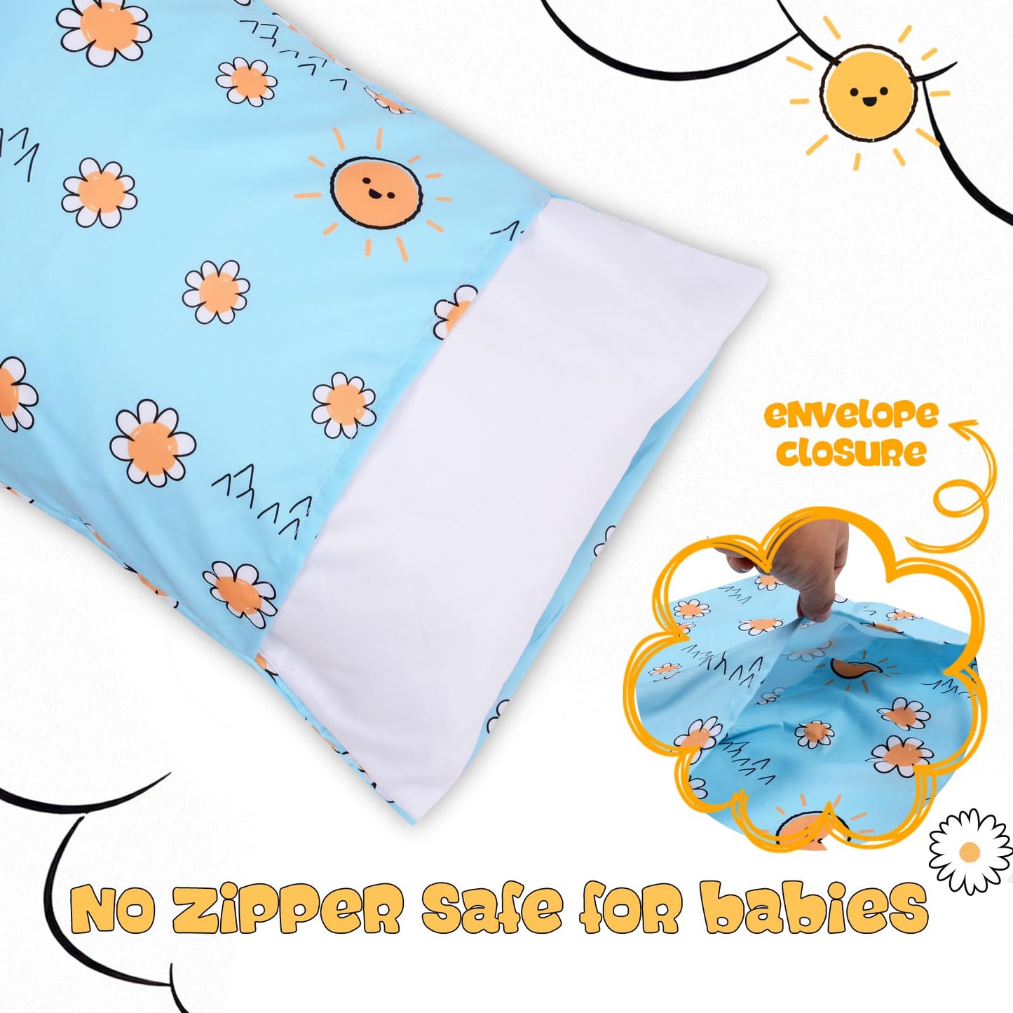 Uomny Toddler Pillowcases For Girls 13X18 12X16 14X19 Flower Baby Pillow Case 2 Pack Small Pillow Covers For Travel Pillow Blue
