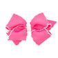 Wee Ones Girls' Grosgrain Hair Bow With Contrasting Moonstitch Edge And Wrap On A Weestay Hair Clip, Small, Hot Pink With White