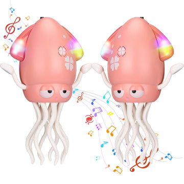 Vodolo 2pcs Magic Electric Dancing Octopus Toy with Led Light and Music,Baby Must Haves Tummy Time Baby Toys,Pink