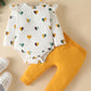 Fullfamous Newborn Baby Girl Clothes Gifts Outfits,Fall Winter Long Sleeve Romper And Pant Set Yellow Heart 0-3 Months