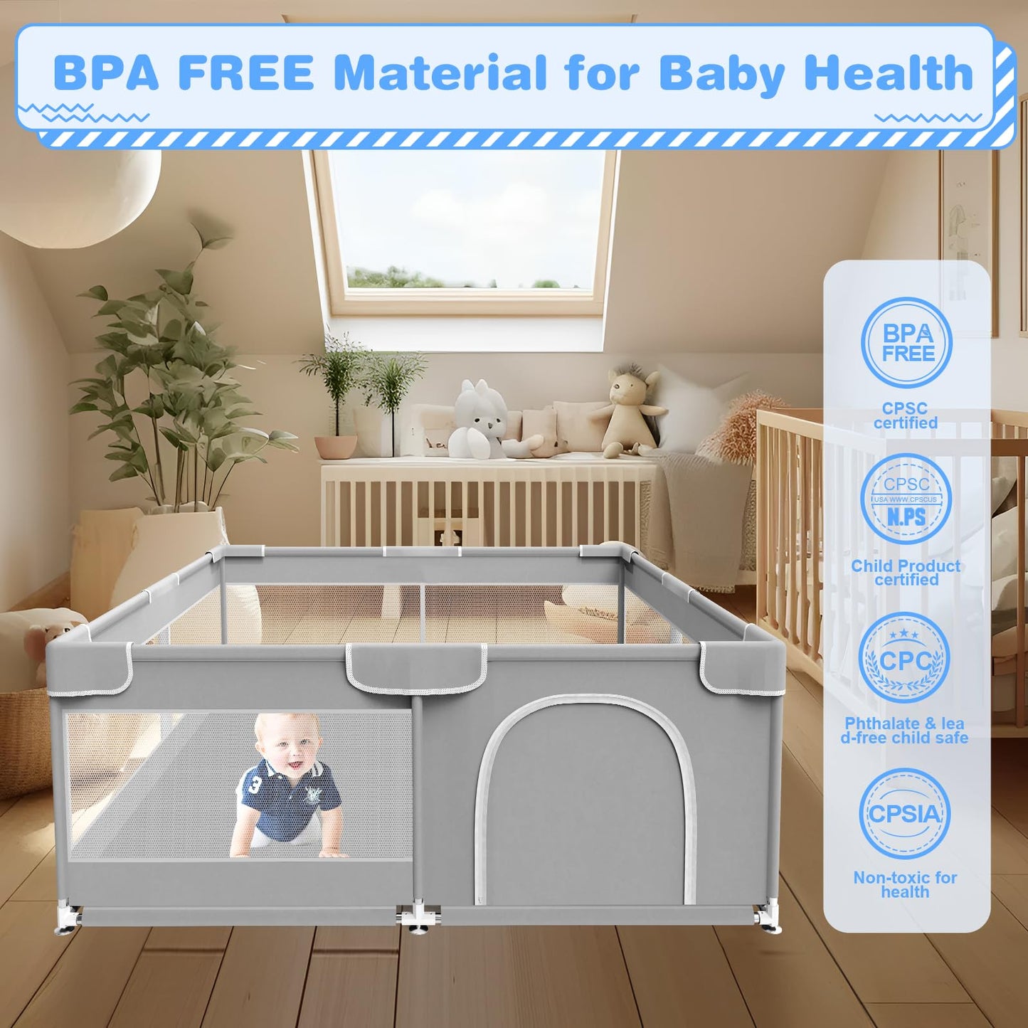 Xvishx Baby Playpen 50 X 50 Inch Play Pen Playards, Playpen For Babies And Toddlers, Baby Playard For Indoor & Outdoor Active Ce