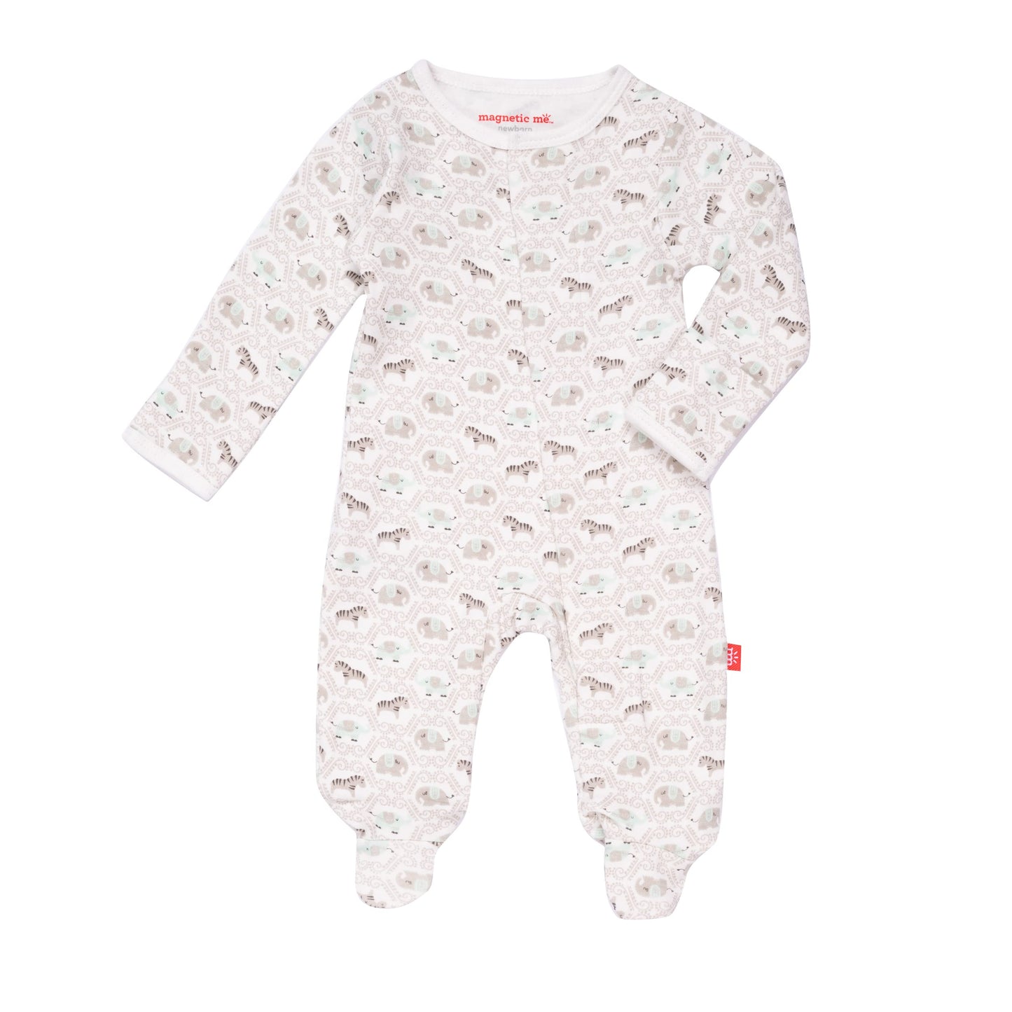 Magnetic Me Footie Pajamas 100% Organic Cotton Baby Boys Sleepwear Quick Magnetic Fastener Sleeper Darjeeling Dasmask 6-9 Months