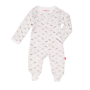 Magnetic Me Footie Pajamas 100% Organic Cotton Baby Boys Sleepwear Quick Magnetic Fastener Sleeper Darjeeling Dasmask 6-9 Months